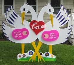 Baby Twins Stork Sign - Long Island Stork Signs