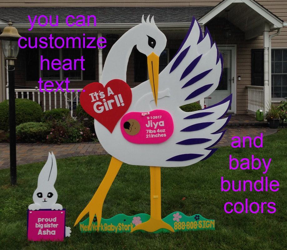 Baby Girl Stork Sign - Long Island Stork Signs
